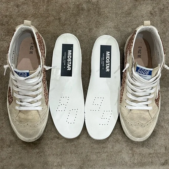 Golden Goose Rose Gold Glitter MidStars sz 38 - Picture 6 of 11